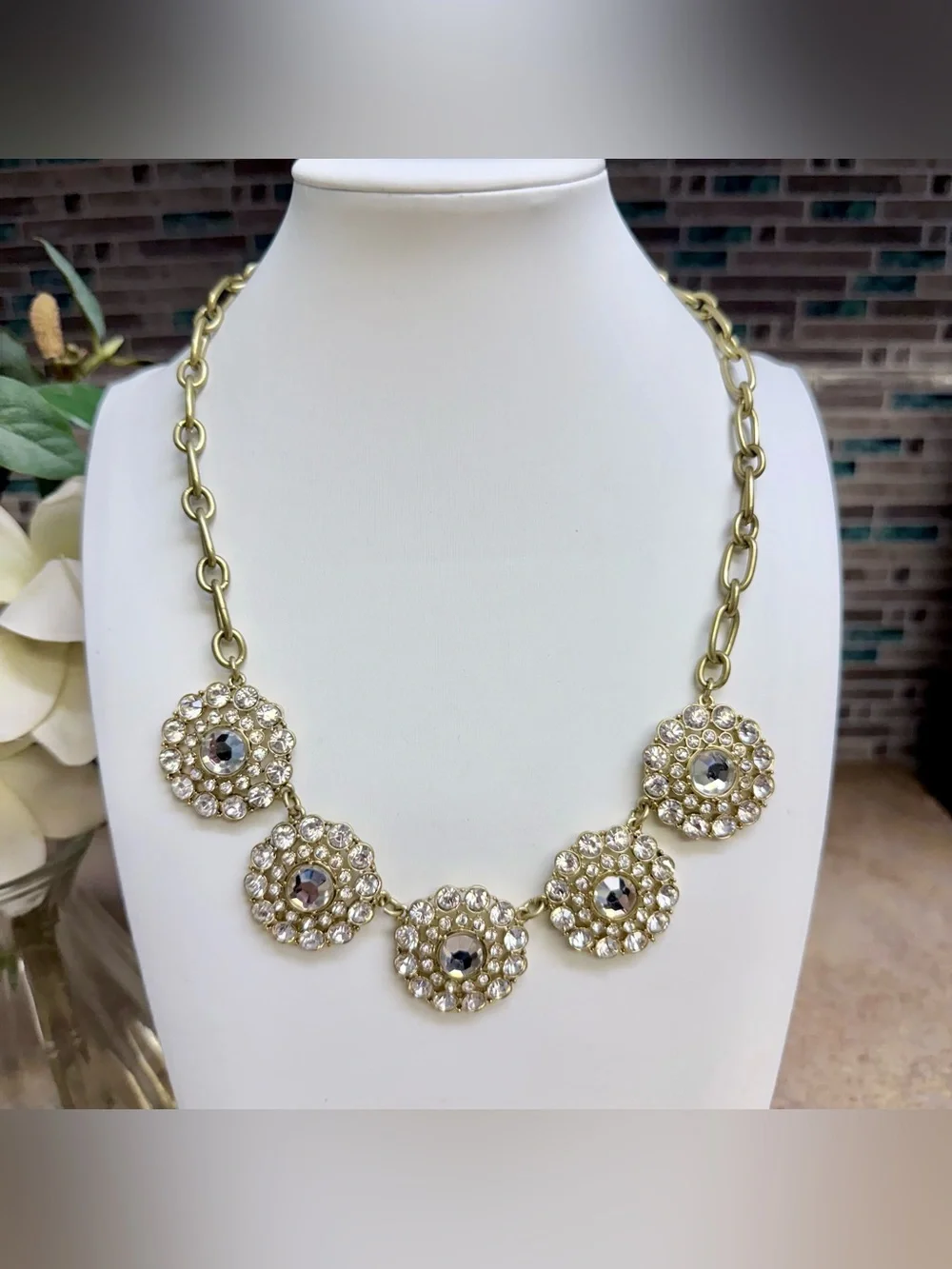 Sparkly J. Crew Rhinestone Goldtone necklace